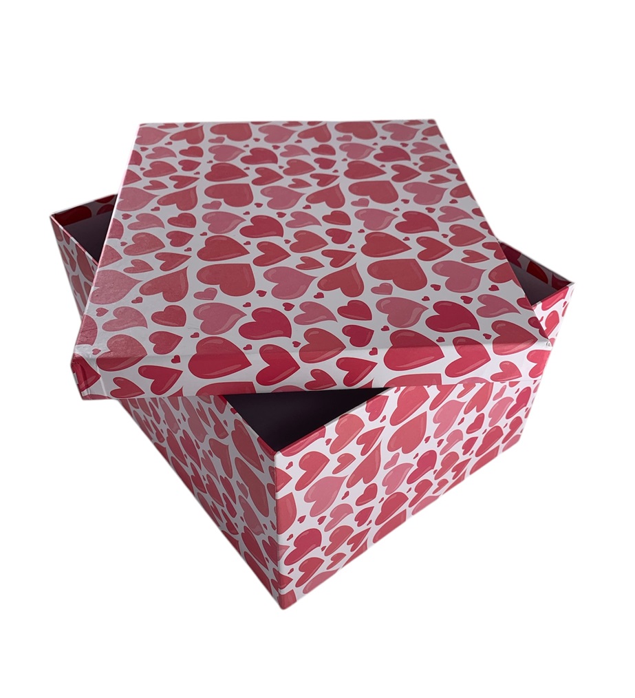 CAJA DE REGALO CORAZONES ROSADOS 22*17*12.5 CM