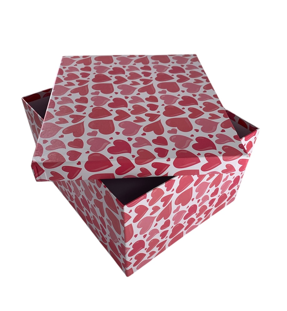 CAJA DE REGALO CORAZONES ROSADOS 18*13*10.5 CM
