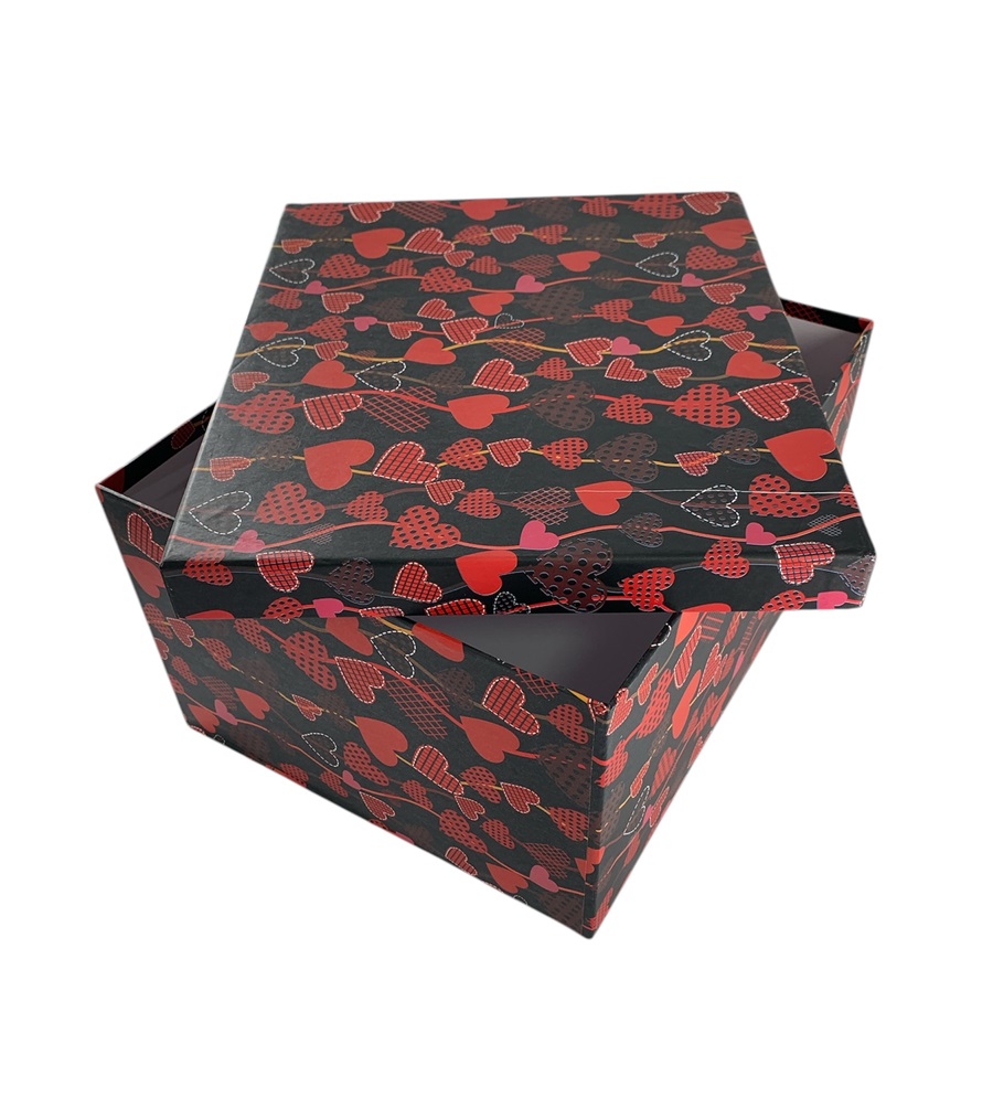 CAJA DE REGALO CORAZONES ROJOS 30*25*16.5 CM