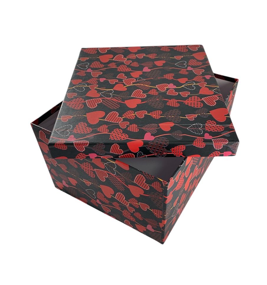 CAJA DE REGALO CORAZONES ROJOS 20*15*11.5 CM