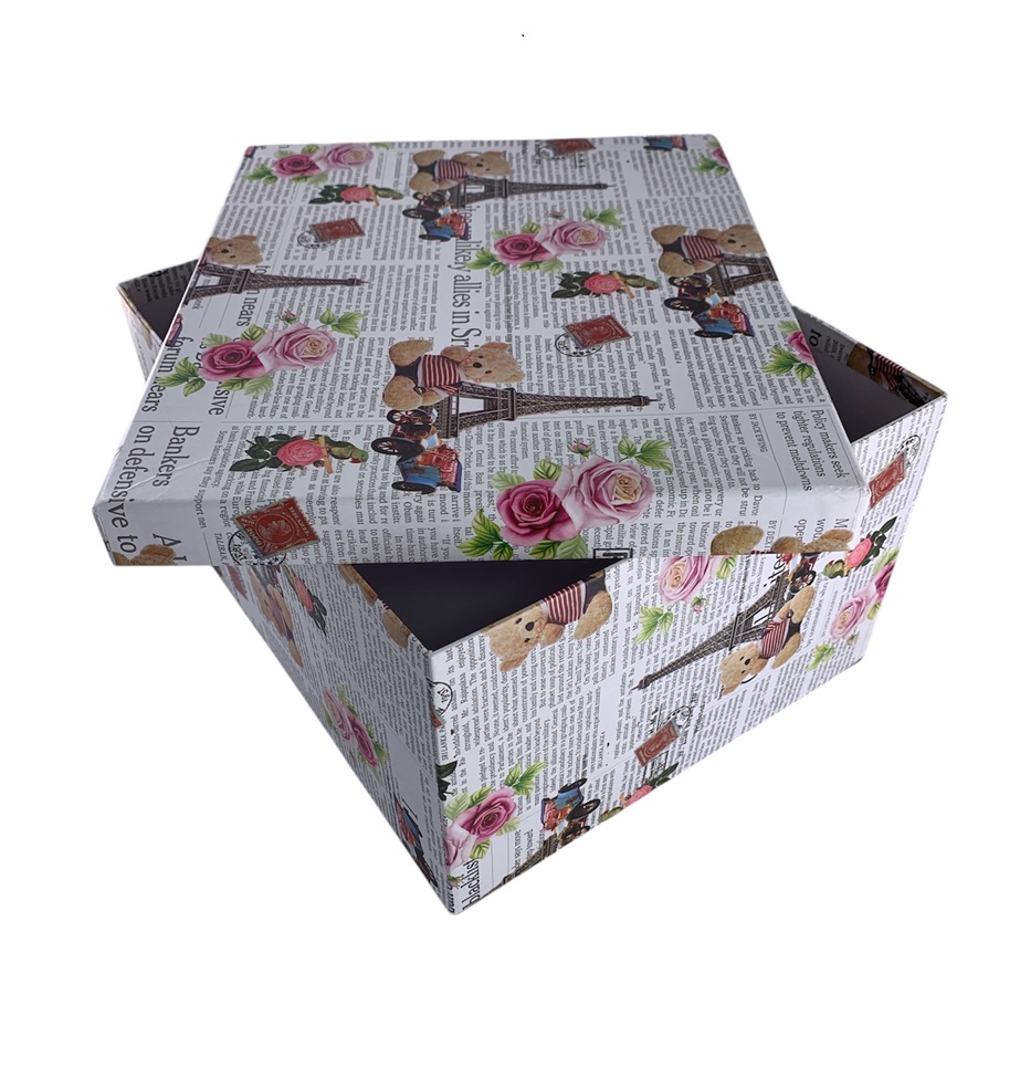 CAJA DE REGALO PERIODICO PARIS 18*13*10.5 CM