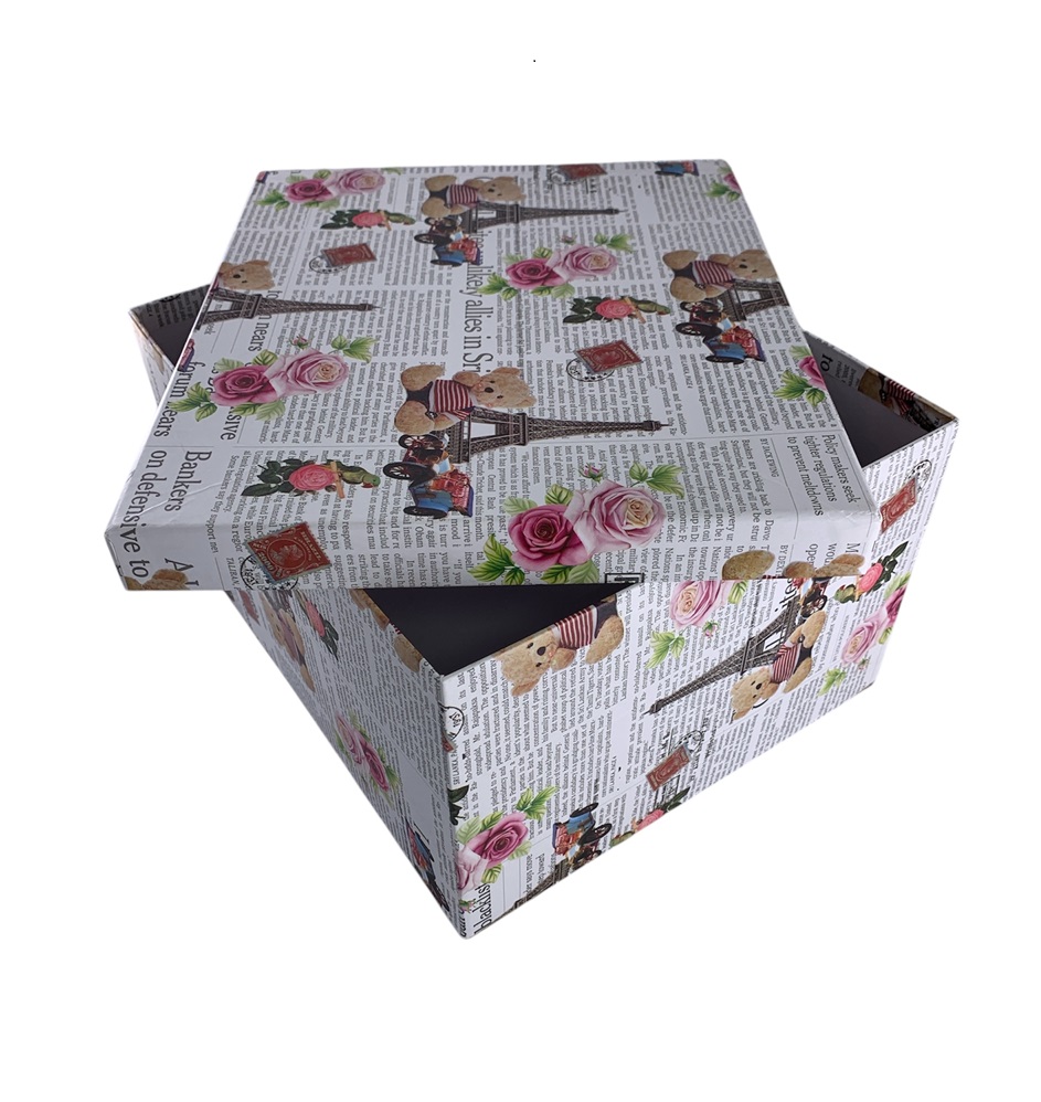 CAJA DE REGALO PERIODICO PARIS 14*9*8.5 CM