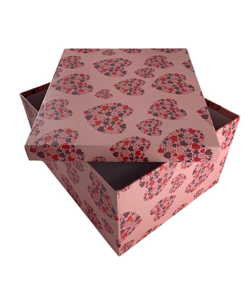 CAJA DE REGALO CORAZONES ROJO/ROSA/MARRON 22*17*12.5 CM