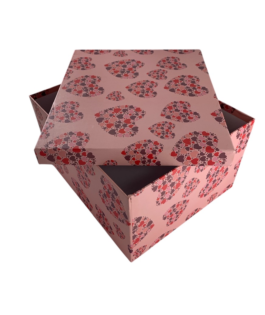 CAJA DE REGALO CORAZONES ROJO/ROSA/MARRON 18*13*10.5 CM