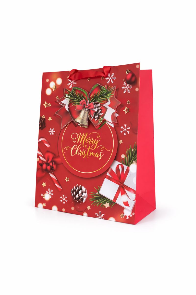 BOLSA DE REGALO MERRY CHRISTMAS ESTAMPADO 3D 26*32*13