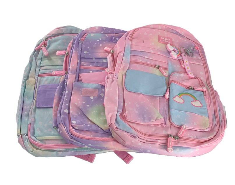 BOLSO ESCOLAR 44*31*13 CM ARCOIRIS CON LLAVERO