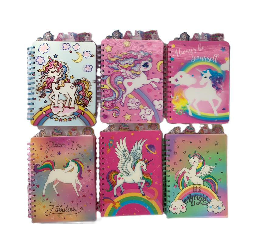 LIBRETA DE APUNTES 1L/100H IMAGEN 3D UNICORNIO