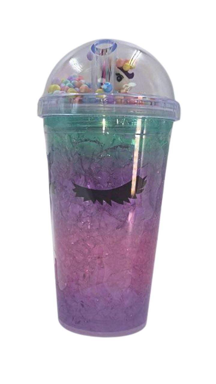 VASO PLASTICO TAPA ESFERA UNICORNIO