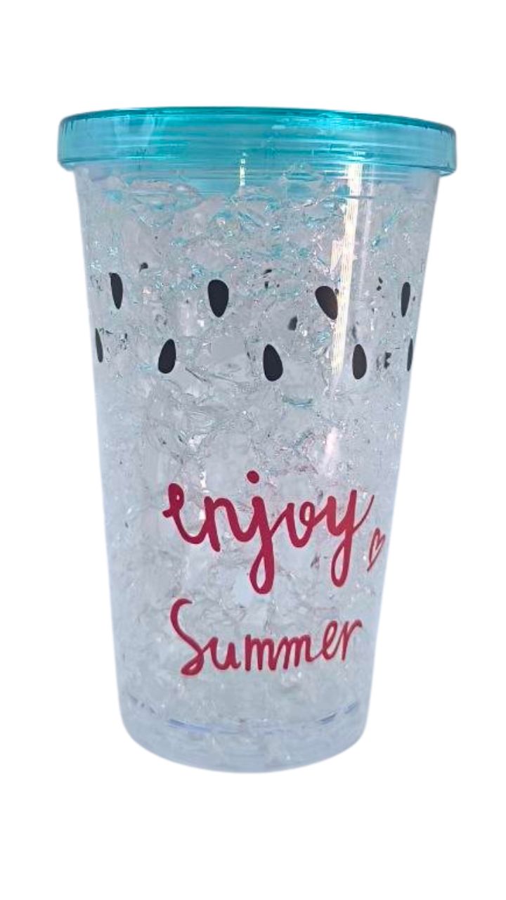 VASO PLASTICO CON TAPA TRANSPARENTE