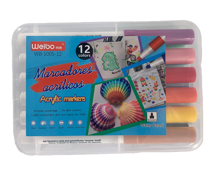 MARCADORES ESTUCHE 12UND ACRILICO WEIBO