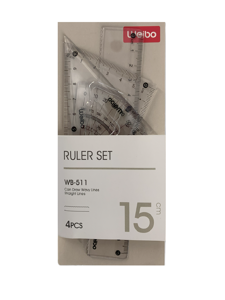 JUEGO DE REGLA 15CM PLASTICAS WEIBO
