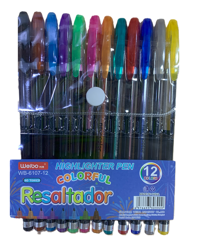 BOLIGRAFO RESALTADOR ESCARCHADO SET 12UND WEIBO