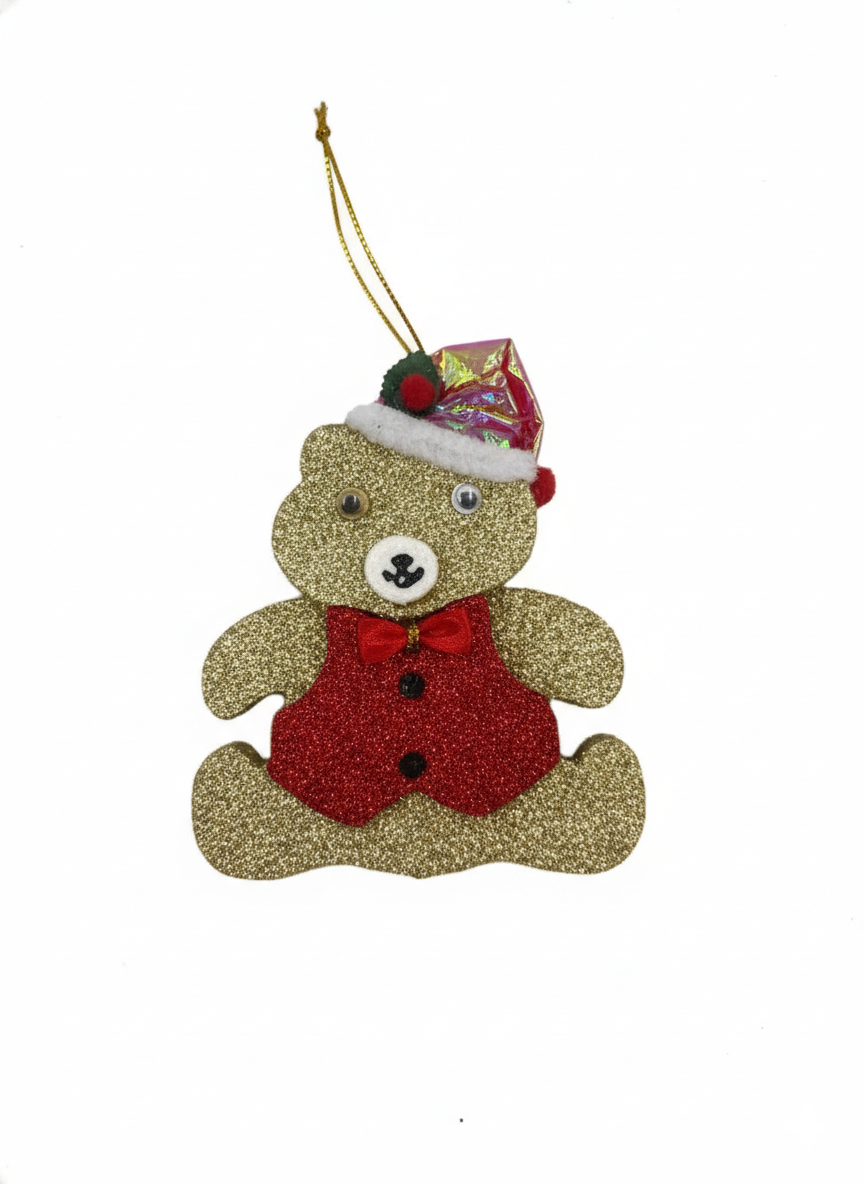 ADORNO OSO DE NAVIDAD DORADO